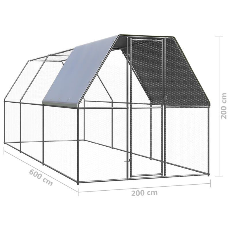 vidaXL Outdoor Chicken Cage 3x6x2 m Galvanised Steel