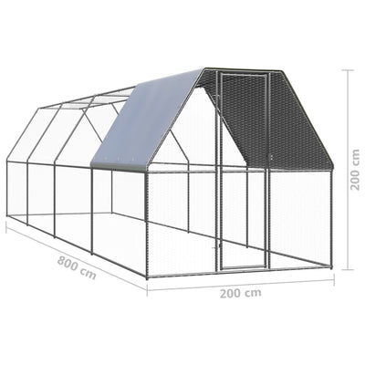 vidaXL Outdoor Chicken Cage 3x6x2 m Galvanised Steel