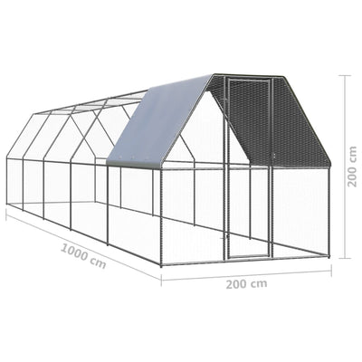 vidaXL Outdoor Chicken Cage 3x6x2 m Galvanised Steel