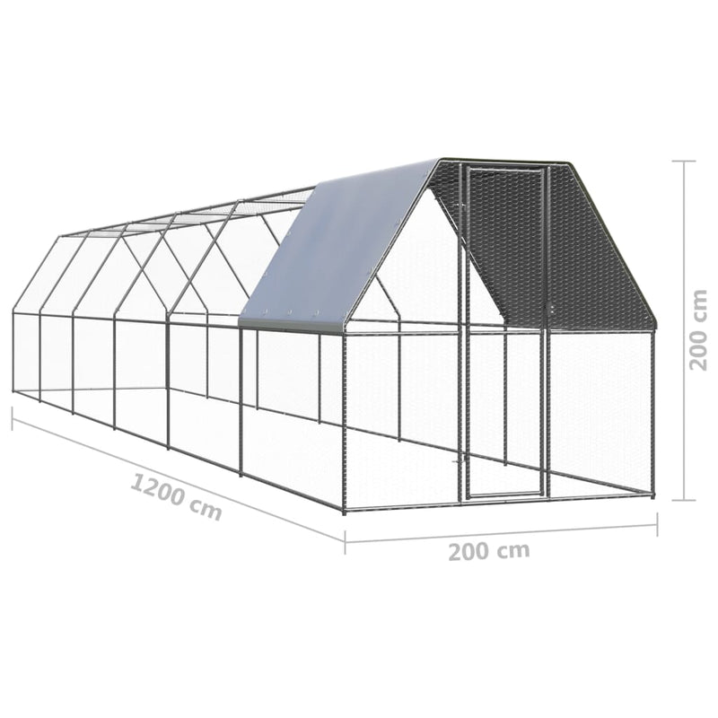 vidaXL Outdoor Chicken Cage 3x6x2 m Galvanised Steel