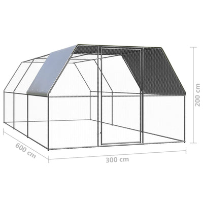 vidaXL Outdoor Chicken Cage 3x6x2 m Galvanised Steel