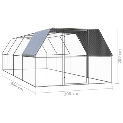vidaXL Outdoor Chicken Cage 3x6x2 m Galvanised Steel