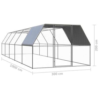 vidaXL Outdoor Chicken Cage 3x6x2 m Galvanised Steel