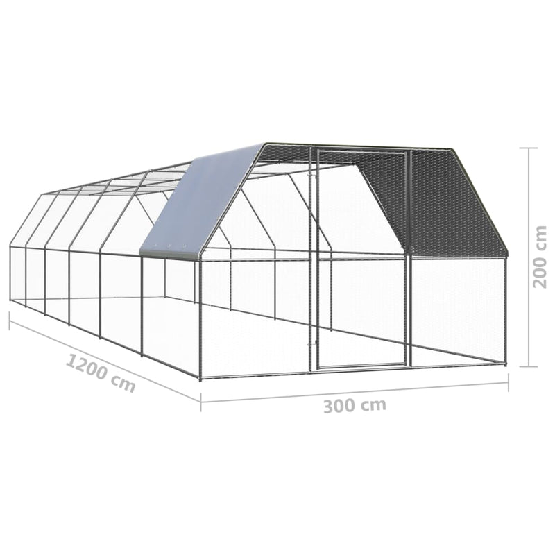 vidaXL Outdoor Chicken Cage 3x6x2 m Galvanised Steel