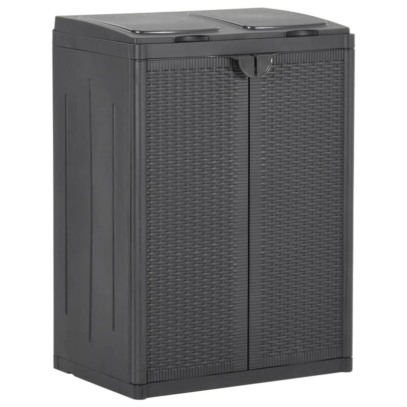 vidaXL Trash Bin with 2 Doors Black 65x45x88 cm PP