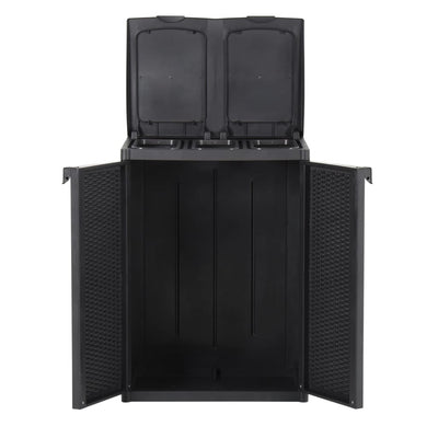 vidaXL Trash Bin with 2 Doors Black 65x45x88 cm PP