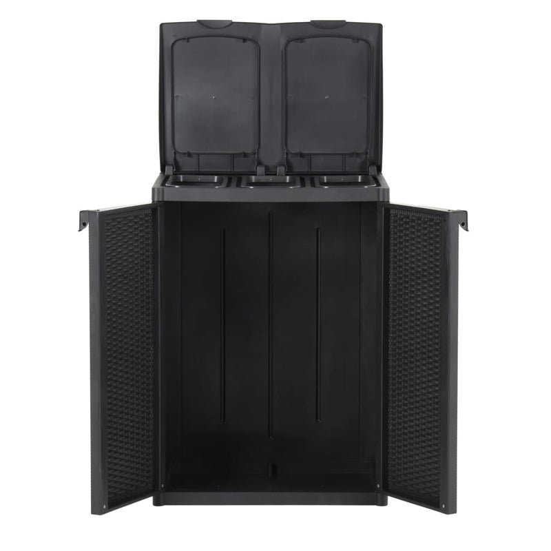 vidaXL Trash Bin with 2 Doors Black 65x45x88 cm PP