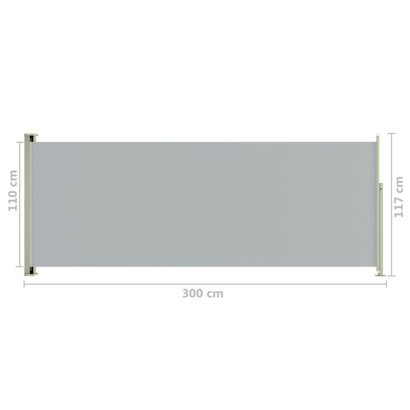 vidaXL Patio Retractable Side Awning 117x300 cm Black