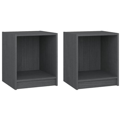 vidaXL Bedside Cabinets 2 pcs Grey 35.5x33.5x41.5 cm Solid Pinewood