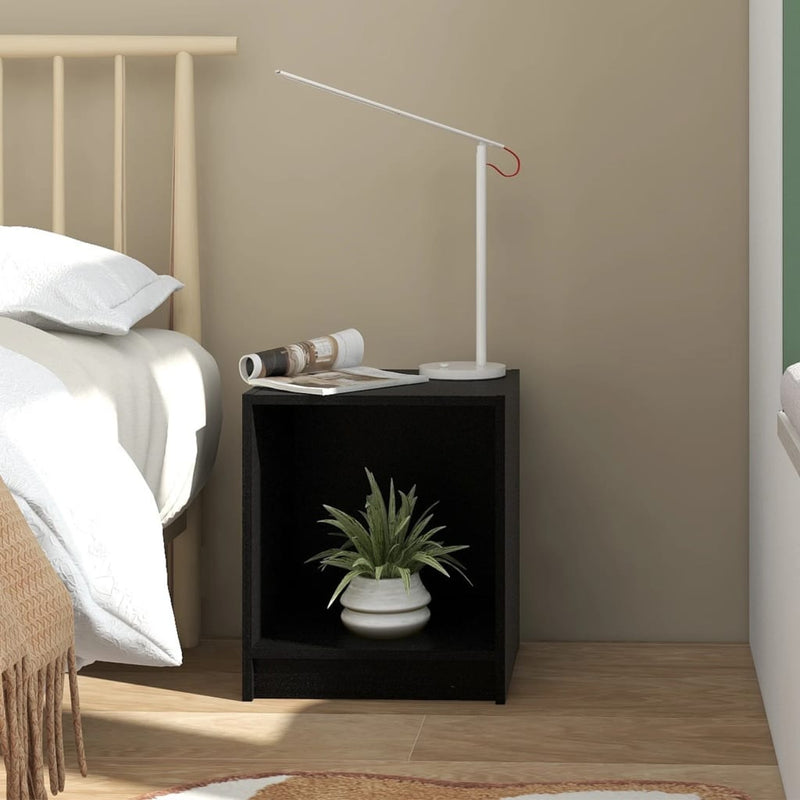 vidaXL Bedside Cabinet Black 35.5x33.5x41.5 cm Solid Pinewood