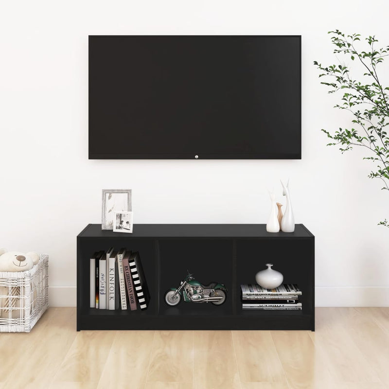 vidaXL TV Cabinet Black 104x33x41 cm Solid Pinewood