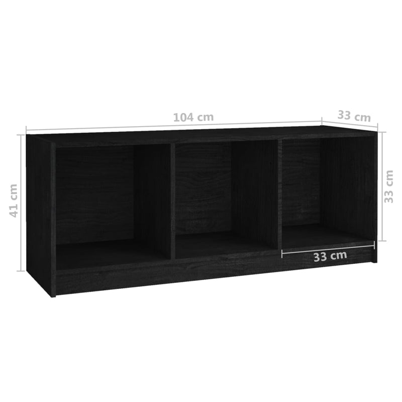 vidaXL TV Cabinet Black 104x33x41 cm Solid Pinewood