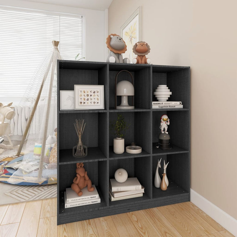 vidaXL Book Cabinet/Room Divider Black 104x33.5x110 cm Solid Pinewood