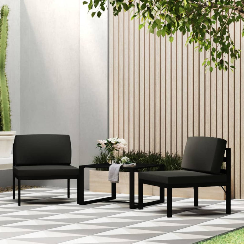 vidaXL 3 Piece Garden Sofa Set with Cushions Aluminium Anthracite