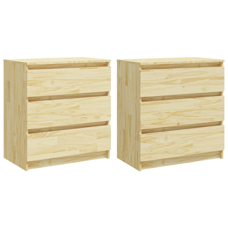 vidaXL Bedside Cabinets 2 pcs White 60x36x64 cm Solid Pinewood