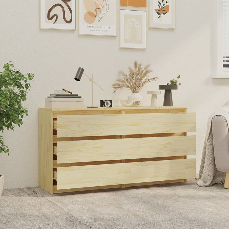 vidaXL Bedside Cabinets 2 pcs White 60x36x64 cm Solid Pinewood