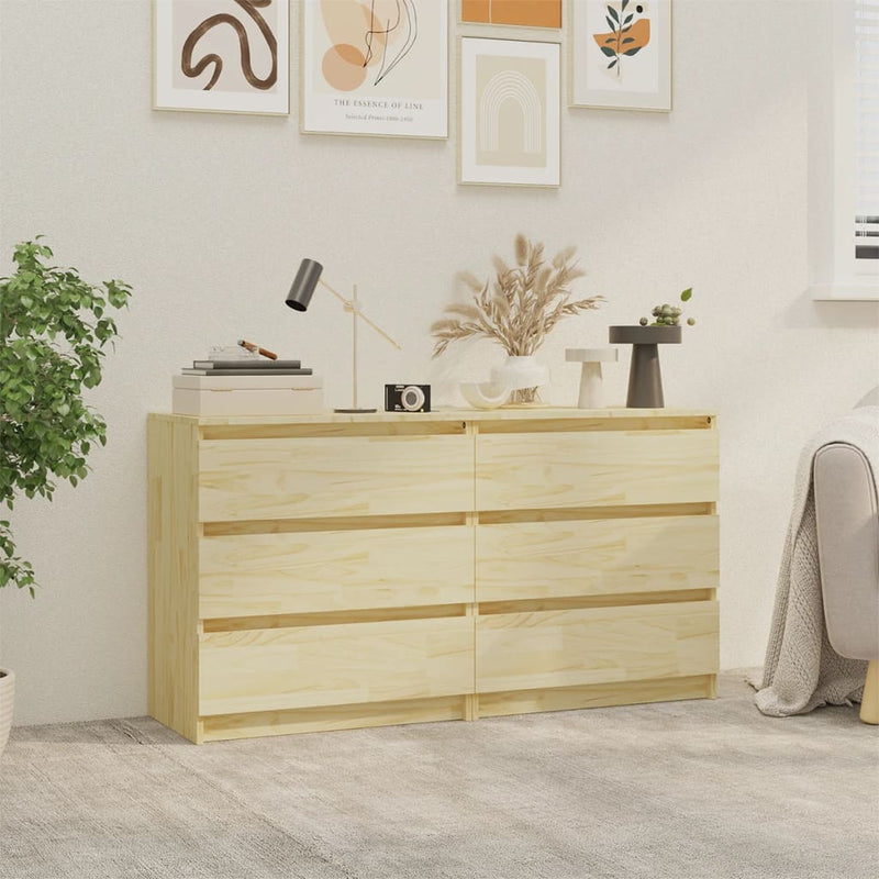 vidaXL Bedside Cabinets 2 pcs White 60x36x64 cm Solid Pinewood
