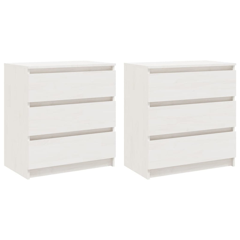 vidaXL Bedside Cabinets 2 pcs White 60x36x64 cm Solid Pinewood