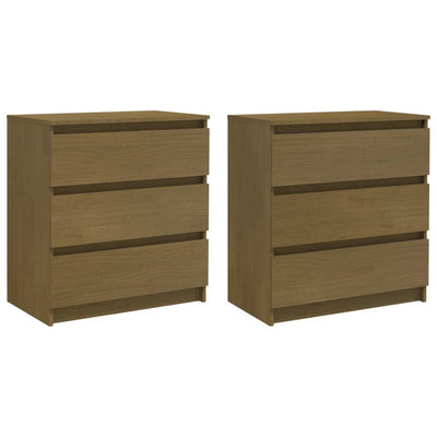 vidaXL Bedside Cabinets 2 pcs White 60x36x64 cm Solid Pinewood