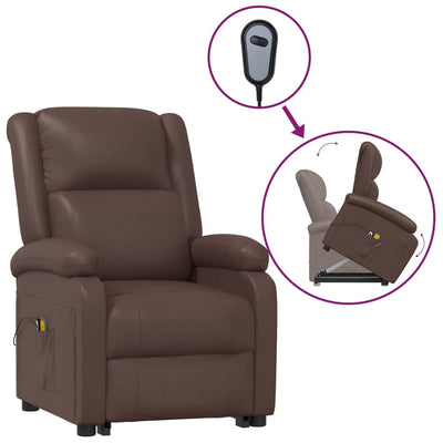 vidaXL Stand up Massage Chair Brown Faux Leather