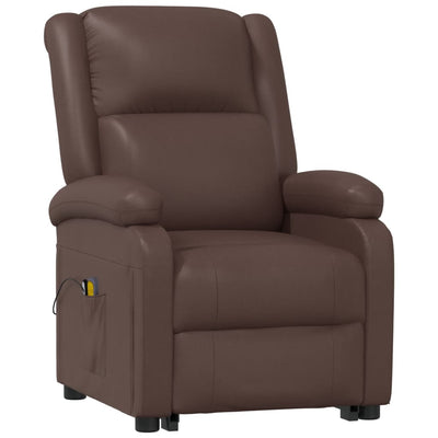 vidaXL Stand up Massage Chair Brown Faux Leather