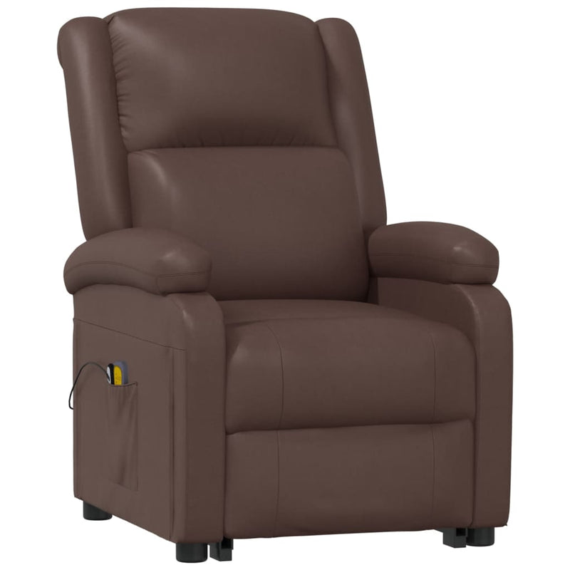 vidaXL Stand up Massage Chair Brown Faux Leather