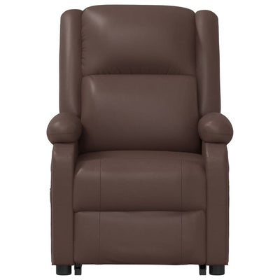 vidaXL Stand up Massage Chair Brown Faux Leather