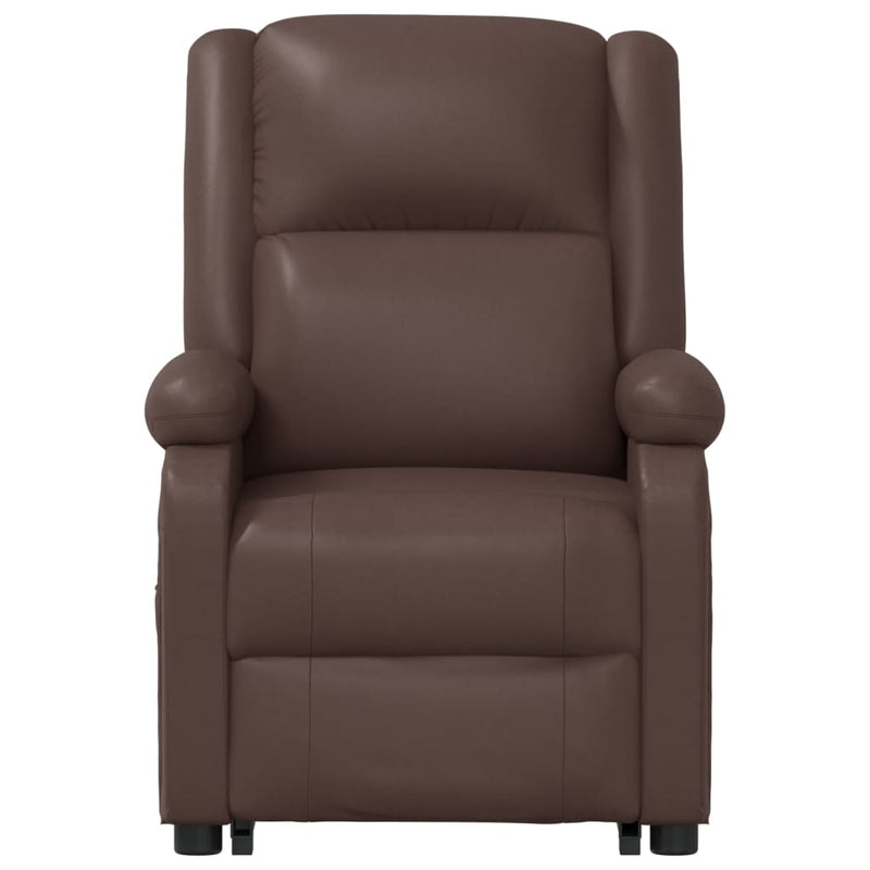 vidaXL Stand up Massage Chair Brown Faux Leather