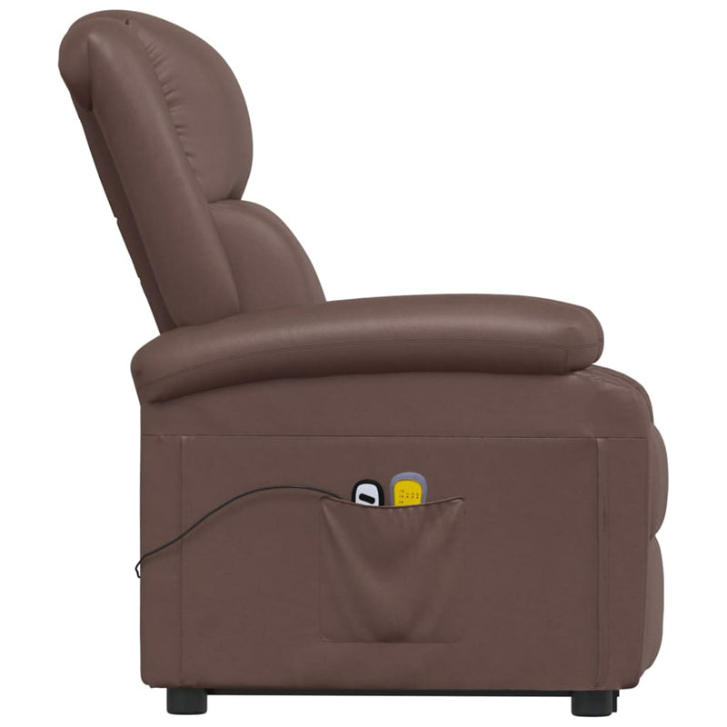 vidaXL Stand up Massage Chair Brown Faux Leather