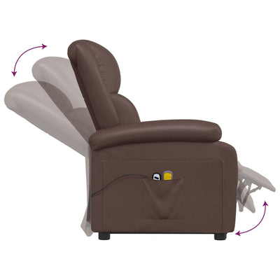 vidaXL Stand up Massage Chair Brown Faux Leather