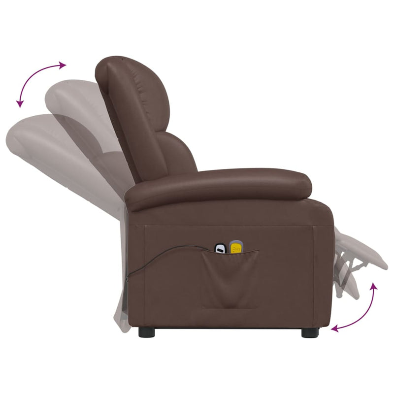 vidaXL Stand up Massage Chair Brown Faux Leather