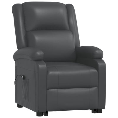 vidaXL Stand up Reclining Chair Black Real Leather