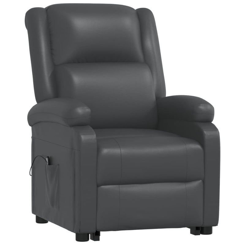 vidaXL Stand up Reclining Chair Black Real Leather
