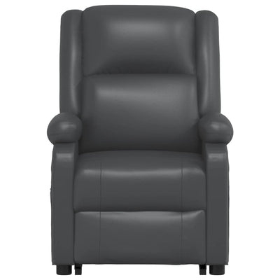 vidaXL Stand up Reclining Chair Black Real Leather