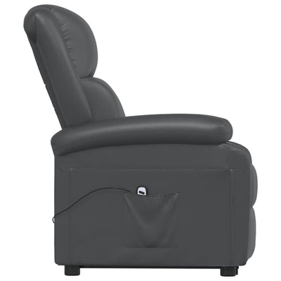 vidaXL Stand up Reclining Chair Black Real Leather