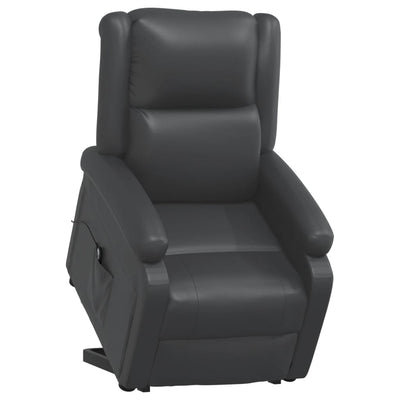 vidaXL Stand up Reclining Chair Black Real Leather