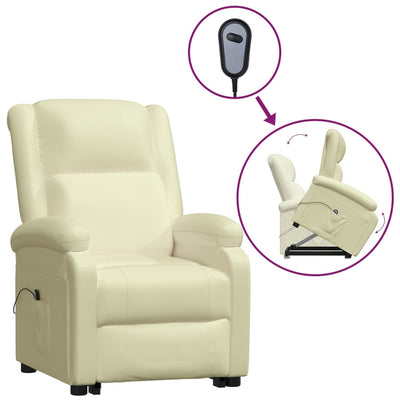 vidaXL Stand up Reclining Chair Black Real Leather