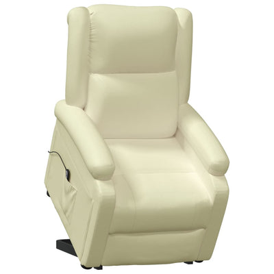 vidaXL Stand up Reclining Chair Black Real Leather