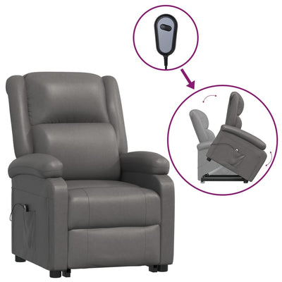 vidaXL Stand up Reclining Chair Black Real Leather