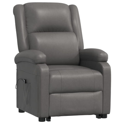 vidaXL Stand up Reclining Chair Black Real Leather