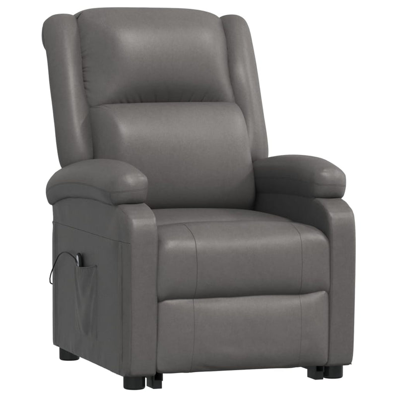 vidaXL Stand up Reclining Chair Black Real Leather