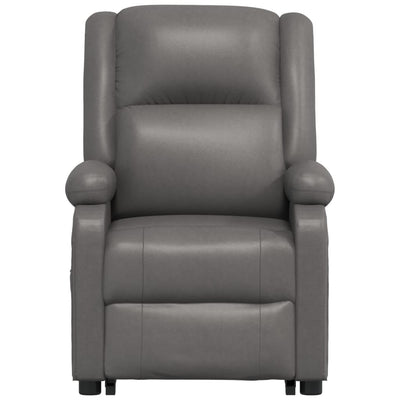 vidaXL Stand up Reclining Chair Black Real Leather
