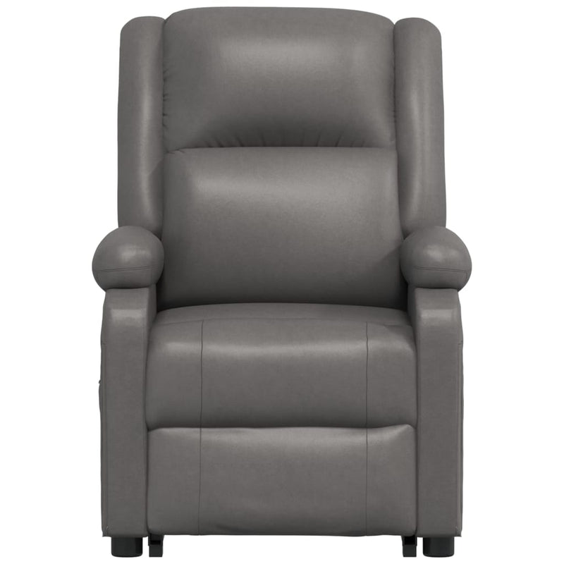 vidaXL Stand up Reclining Chair Black Real Leather