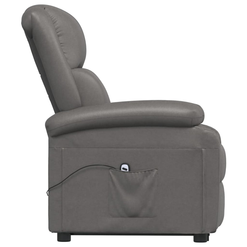 vidaXL Stand up Reclining Chair Black Real Leather