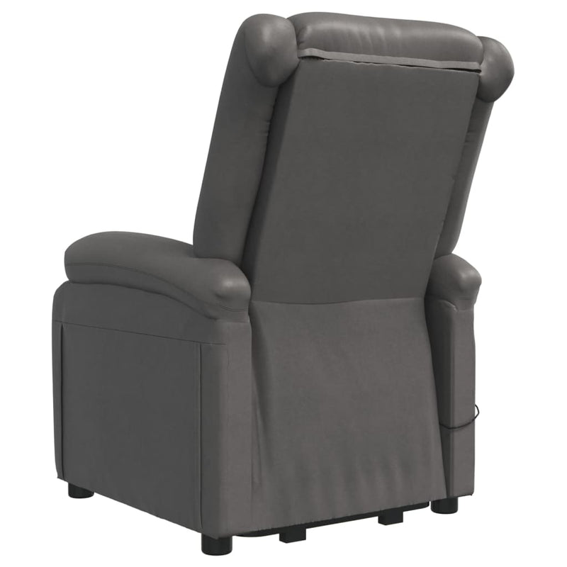 vidaXL Stand up Reclining Chair Black Real Leather