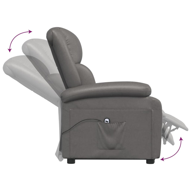 vidaXL Stand up Reclining Chair Black Real Leather