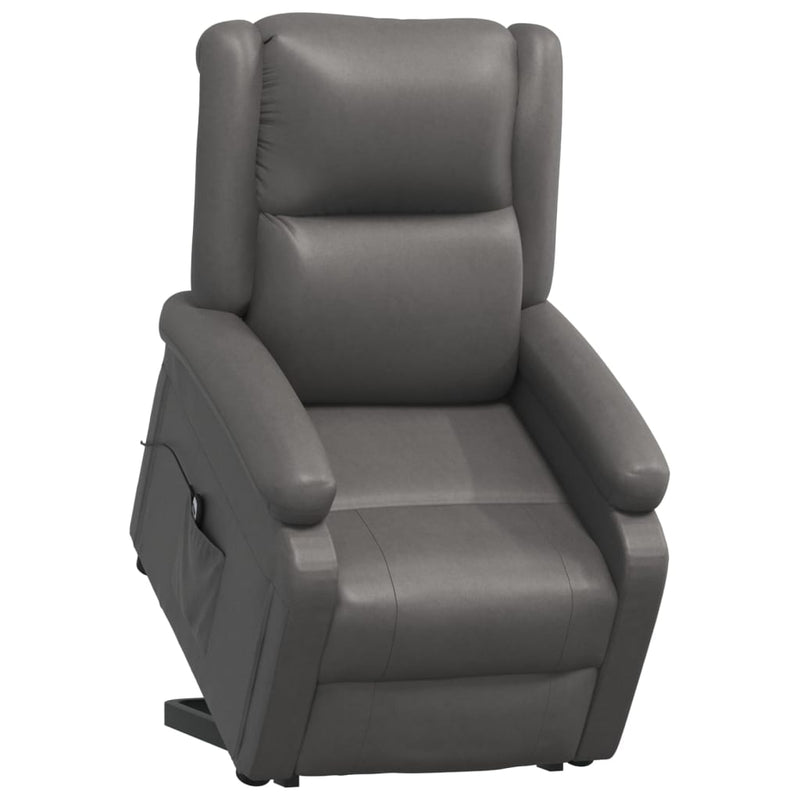 vidaXL Stand up Reclining Chair Black Real Leather
