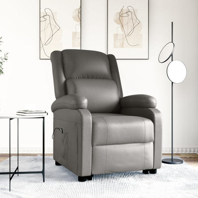 vidaXL Stand up Reclining Chair Black Real Leather