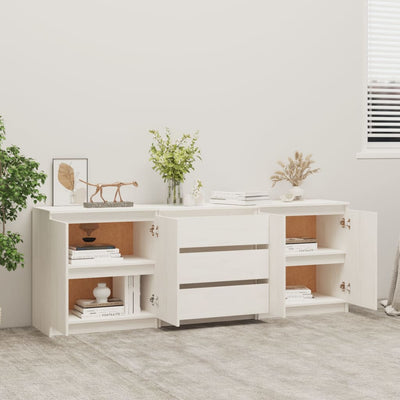 vidaXL Side Cabinet White 180x36x65 cm Solid Pinewood