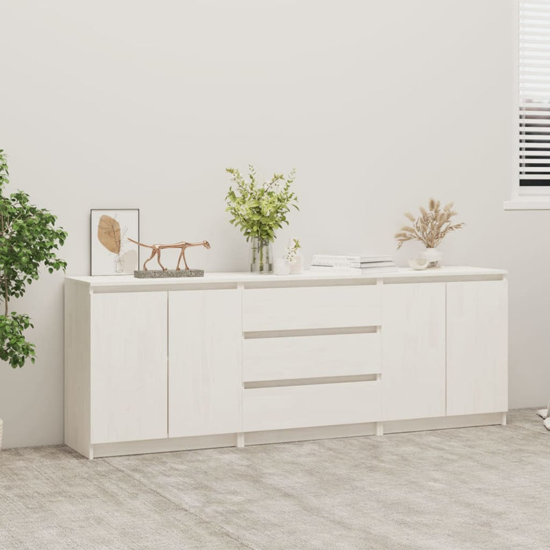 vidaXL Side Cabinet White 180x36x65 cm Solid Pinewood